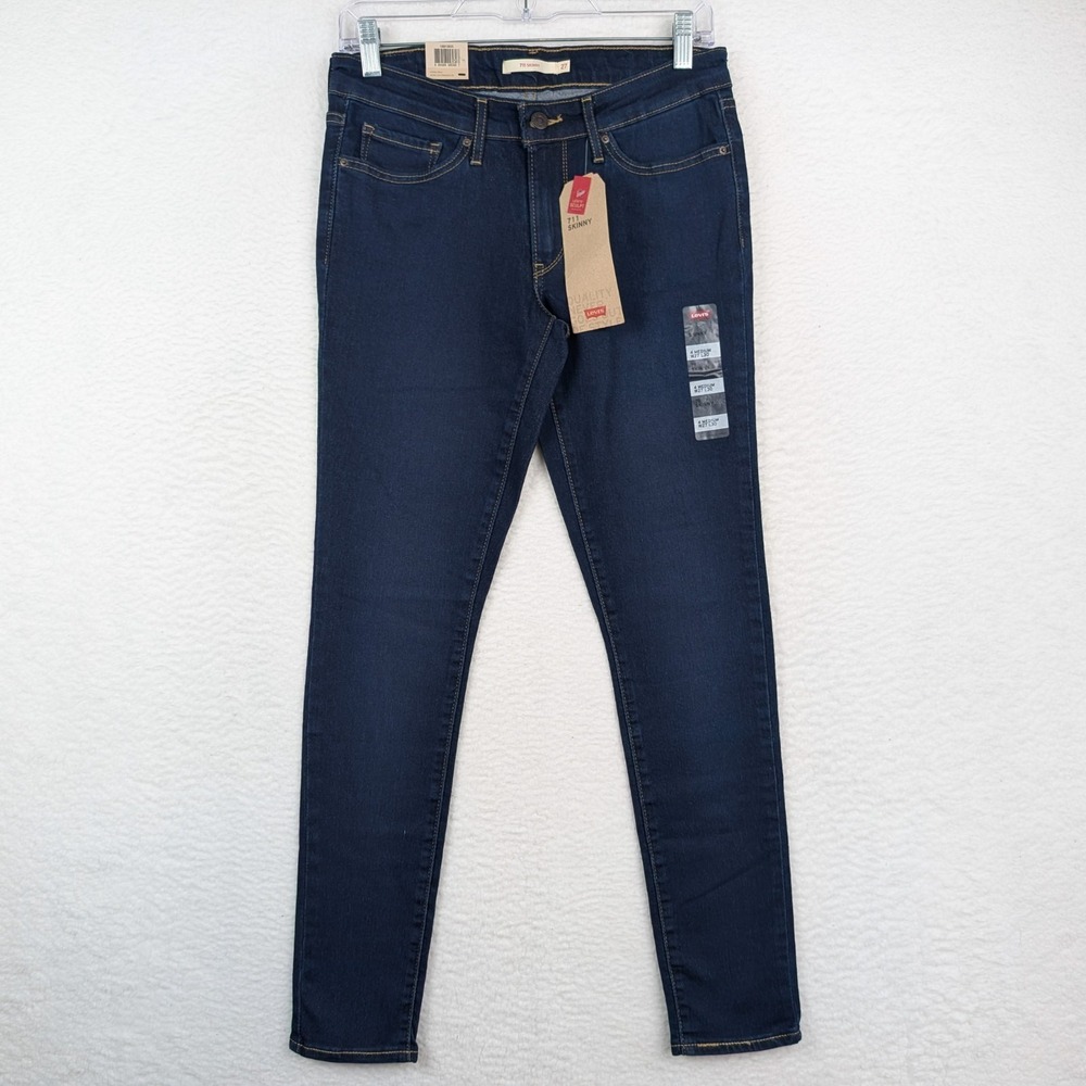 NWT Levi's 711 Skinny Jeans Women's Size 4 27x30 Dark Wash Mid Rise Blue Denim